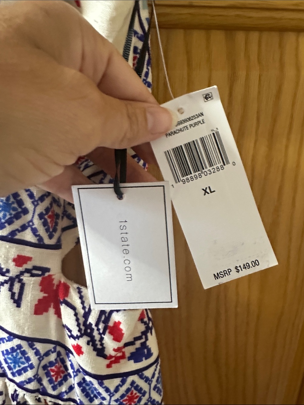 1. State White Maxi Dress with Blue & Red - Picture 3 of 8